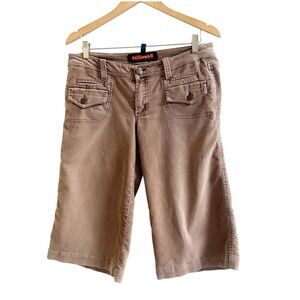 Dollhouse Y2K Women’s Corduroy Culotte Size 11 Brown Wide Leg Flap Pockets Retro